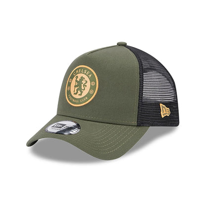 Chelsea FC Lion Crest Khaki A-Frame Trucker Cap