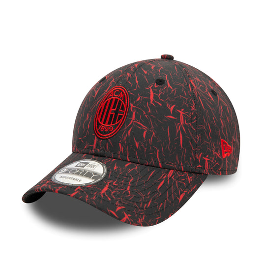 AC Milan Crinkle All Over Print Black 9FORTY Adjustable Cap - Unisex 