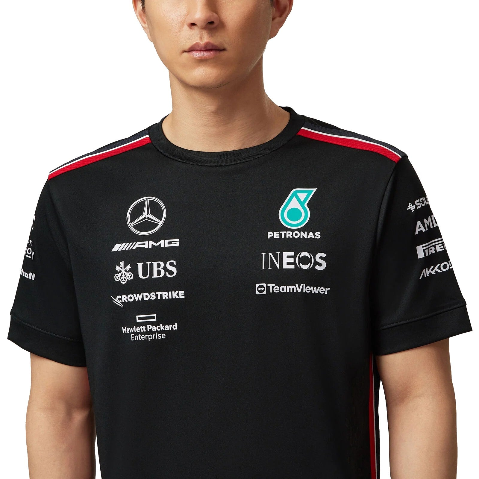 2023 Mercedes AMG Petronas F1 Mens Teamwear TShirt Black Xcelerate