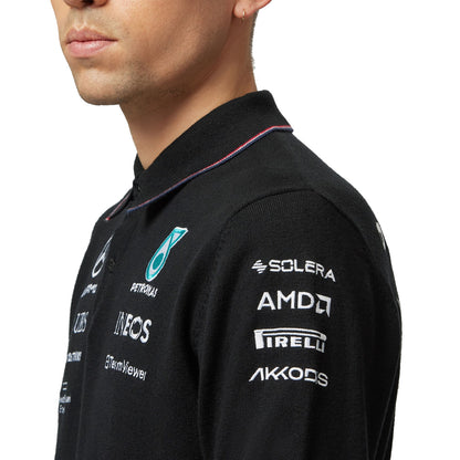 2023 Mercedes-AMG Petronas F1 Mens Knitted Long Sleeve Team Polo Shirt